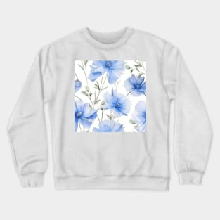 Watercolor Wildflower Chicory Flowers Pattern Crewneck Sweatshirt